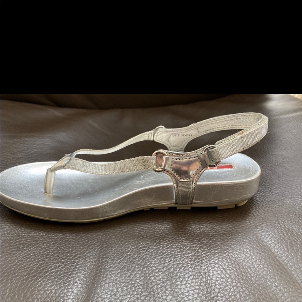 Prada silver thong sandal